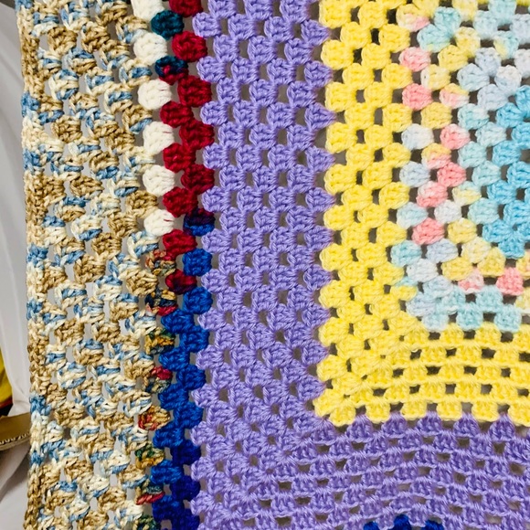 Handmade crochet multi coloured 32x32” blanket - Picture 2 of 4